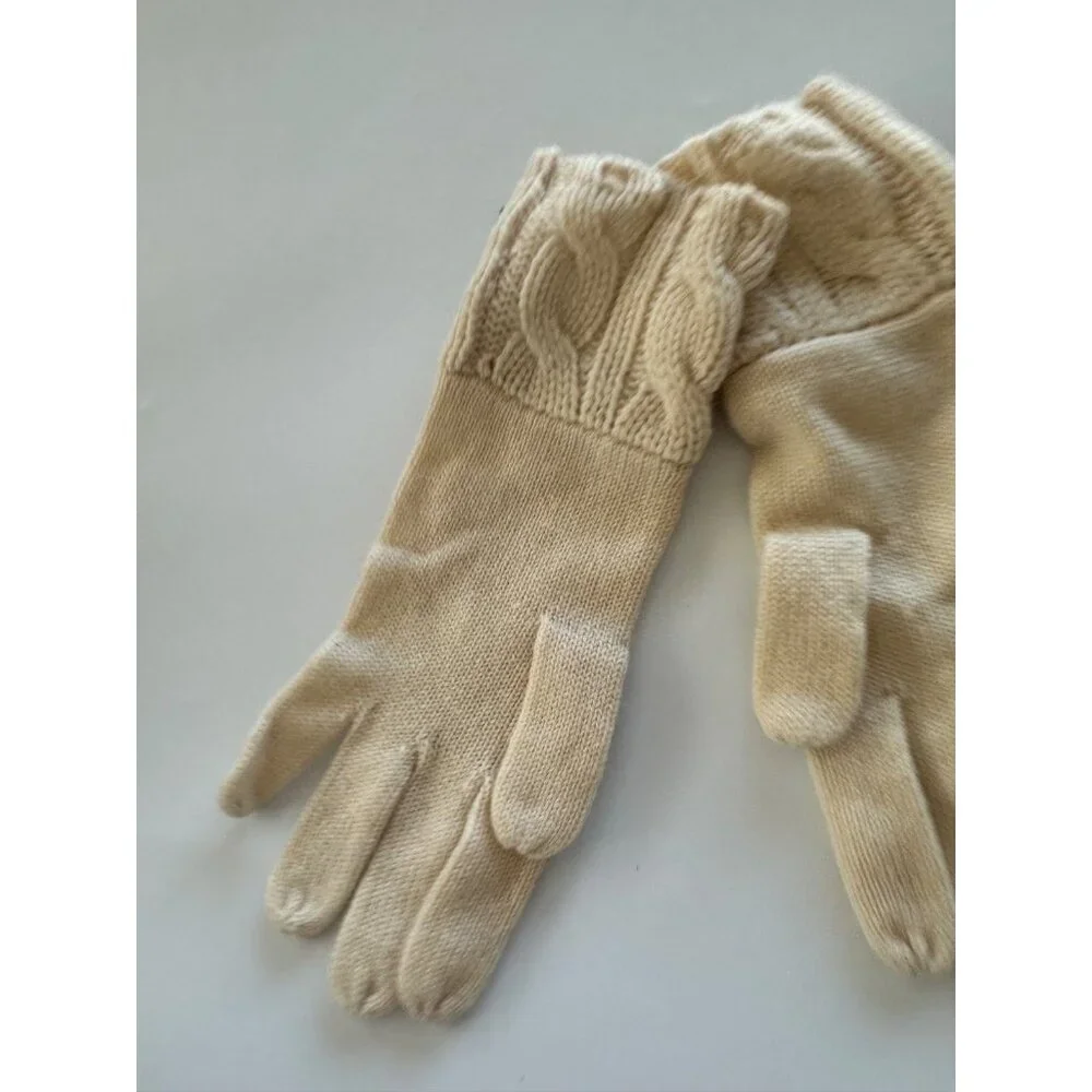Ann Taylor Wool Cashmere Beige Knit Women's Gloves One Size NEW